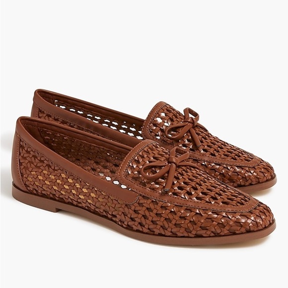 New in a Box J.Crew Woven Bow Loafers In Cognac- Size 10 - Picture 1 of 7